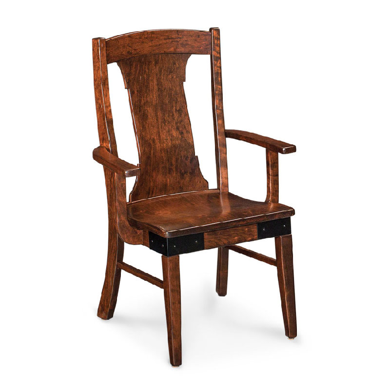 Simply Amish XK02BS-ECMOK-01A-W Montauk Arm Chair Wood Seat Character Cherry 02 Hazelnut