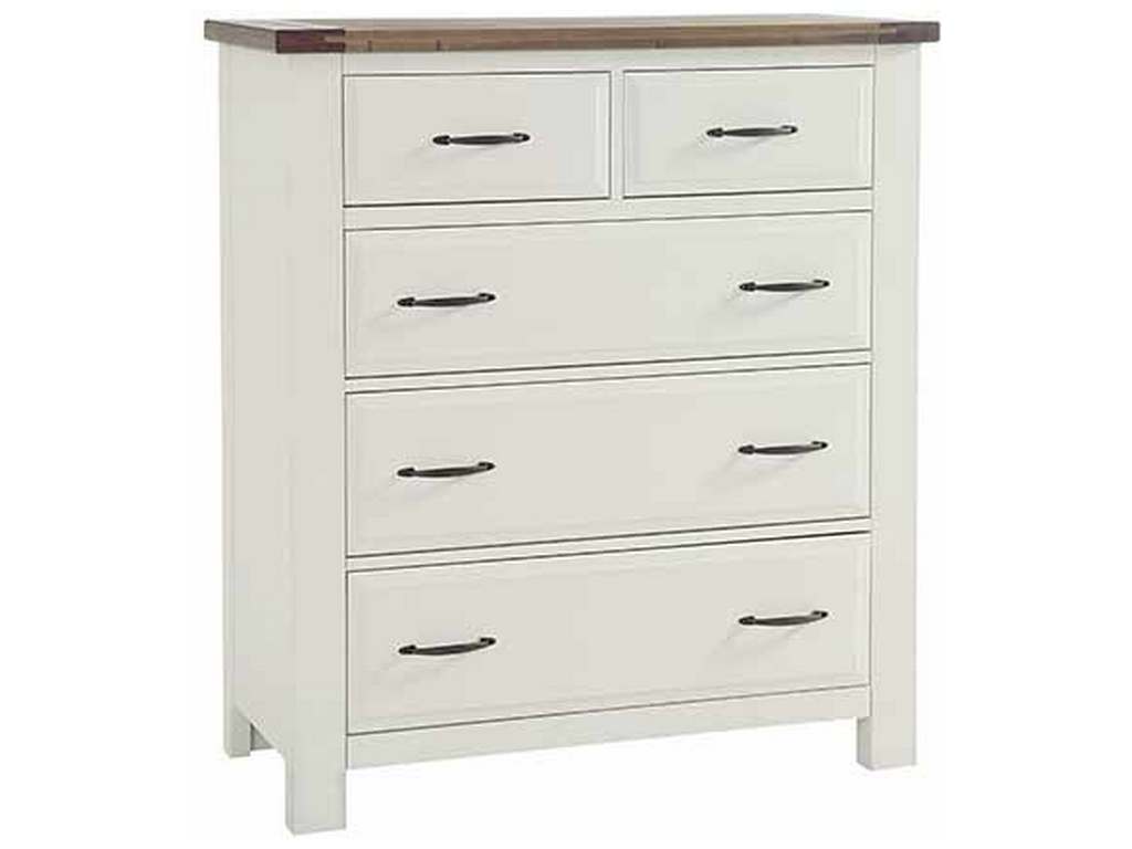 Artisan and Post 116-115 Maple Road Two-Tone Chest 5 Drawer Soft White Natural Top