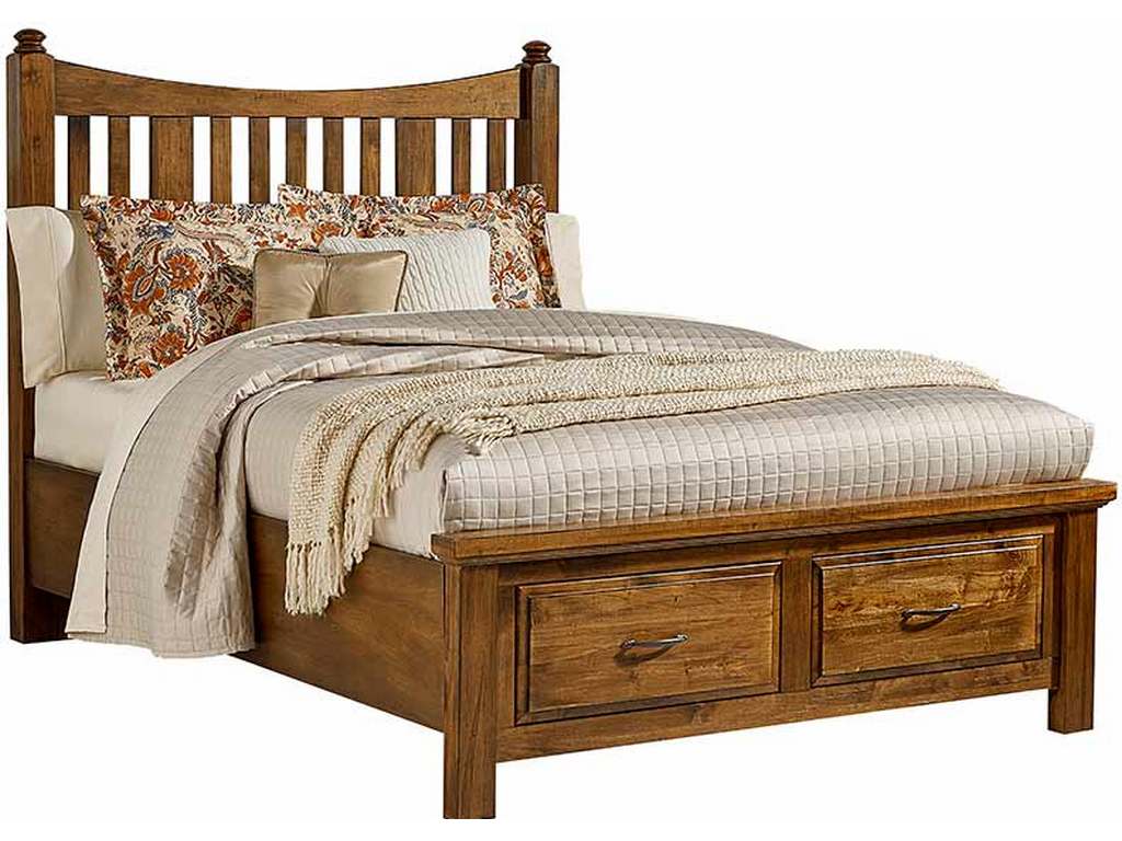 Artisan and Post 118-668-066B-502-666T Maple Road King Slat Poster Bed with Storage Footboard Antique Amish