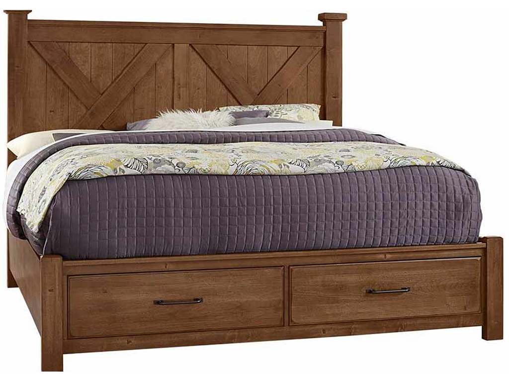 Artisan and Post 174-667-066B-502-666T Cool Rustic King X Bed with Footboard Storage Amber