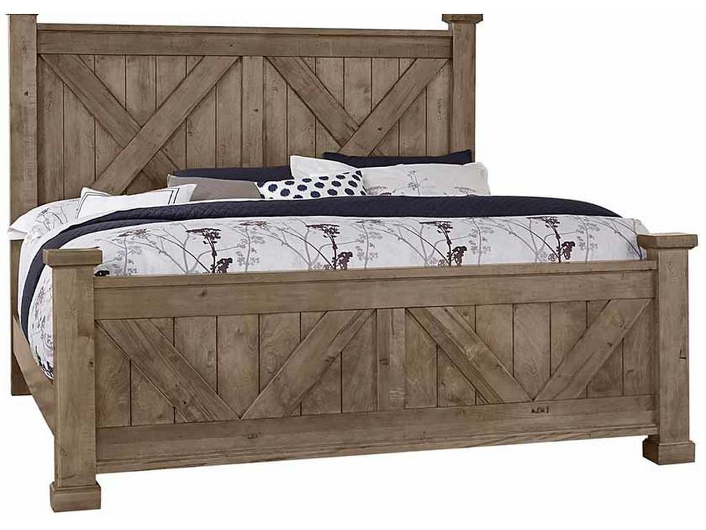 Artisan and Post 172-557-755-922 Cool Rustic Queen X Bed with X Footboard Stone Grey