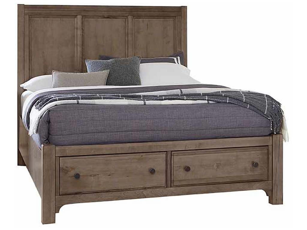 Vaughan Bassett 801-667-066B-502-666 Cool Farmhouse King Panel Bed with Storage Footboard Grey