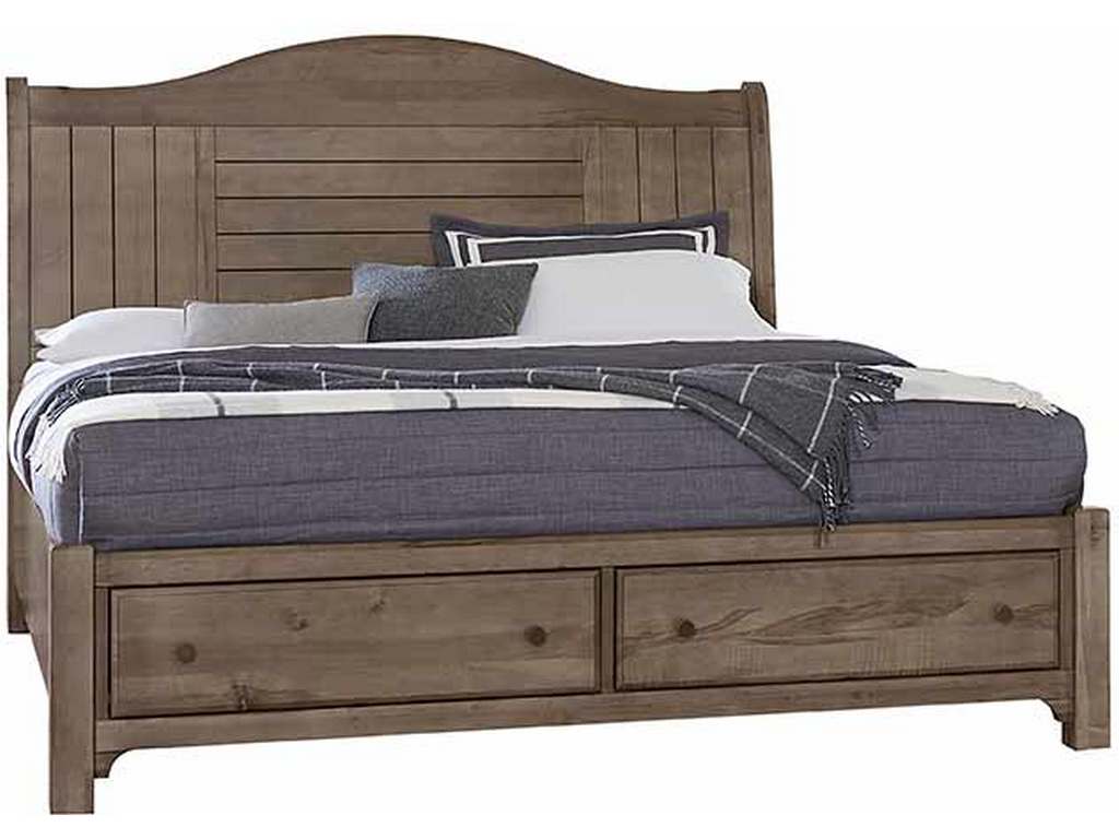 Vaughan Bassett 801-553-050B-502-555 Cool Farmhouse Queen Sleigh Bed with Storage Footboard Grey