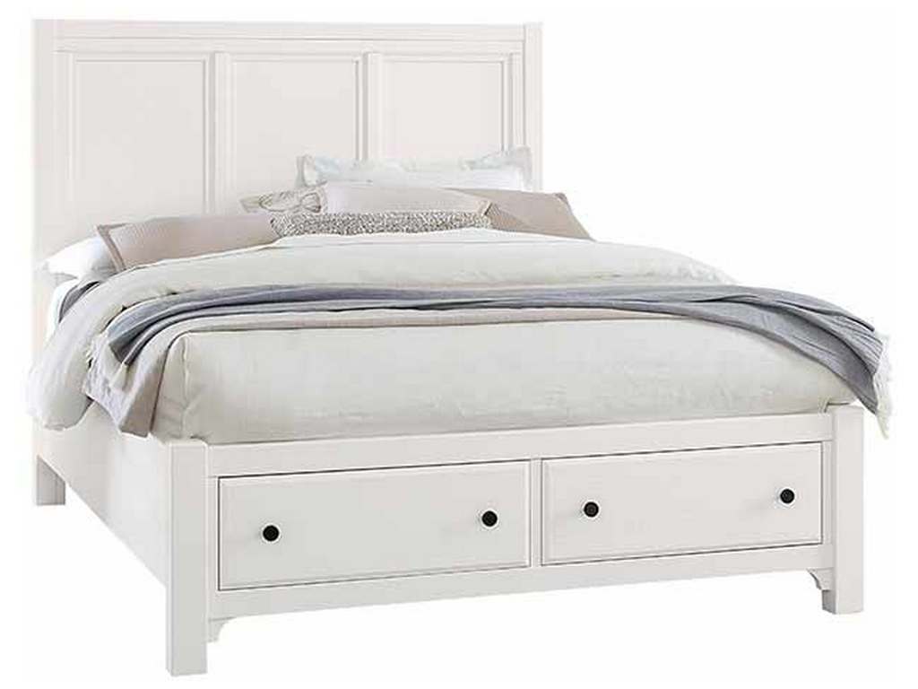 Vaughan Bassett 804-667-066B-502-666 Cool Farmhouse King Panel Bed with Storage Footboard Soft White