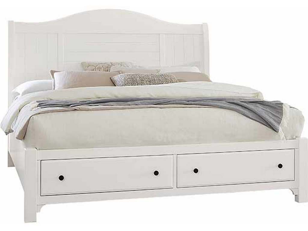 Vaughan Bassett 804-553-050B-502-555 Cool Farmhouse Queen Sleigh Bed with Storage Footboard Soft White