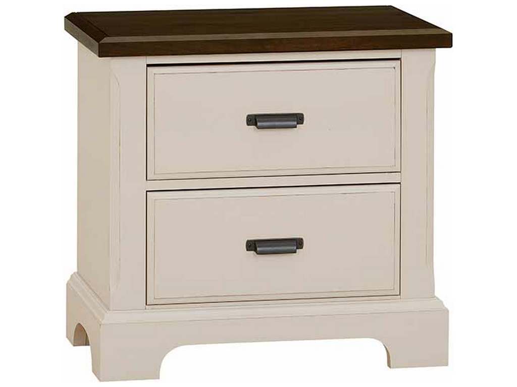 Vaughan Bassett 817-228 Lancaster County Two Tone Nightstand 2 Drawer Amish Walnut Two Tone