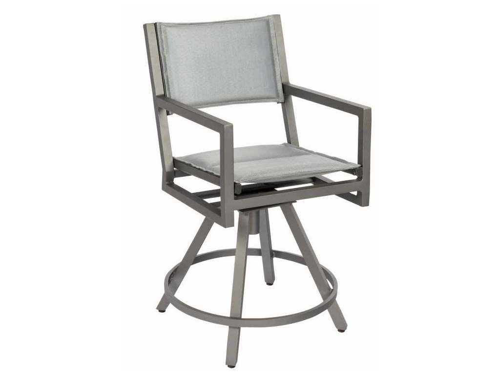 Woodard 570569 Palm Coast Padded Sling Swivel Counter Stool with Arms
