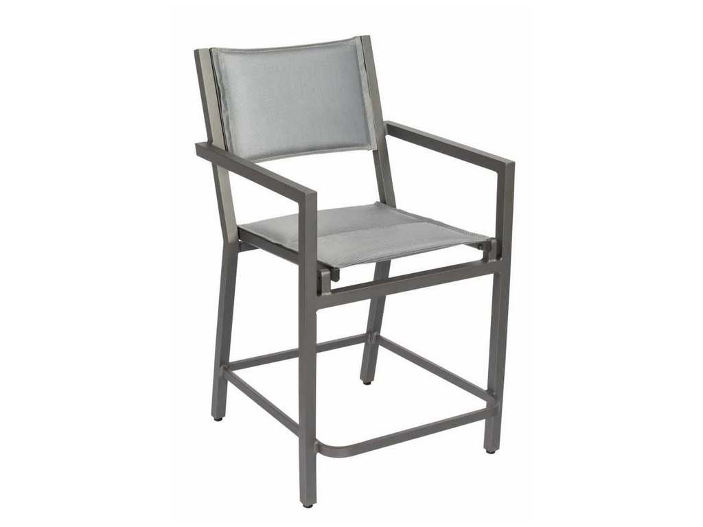Woodard 570981 Palm Coast Padded Sling Counter Stool with Arms