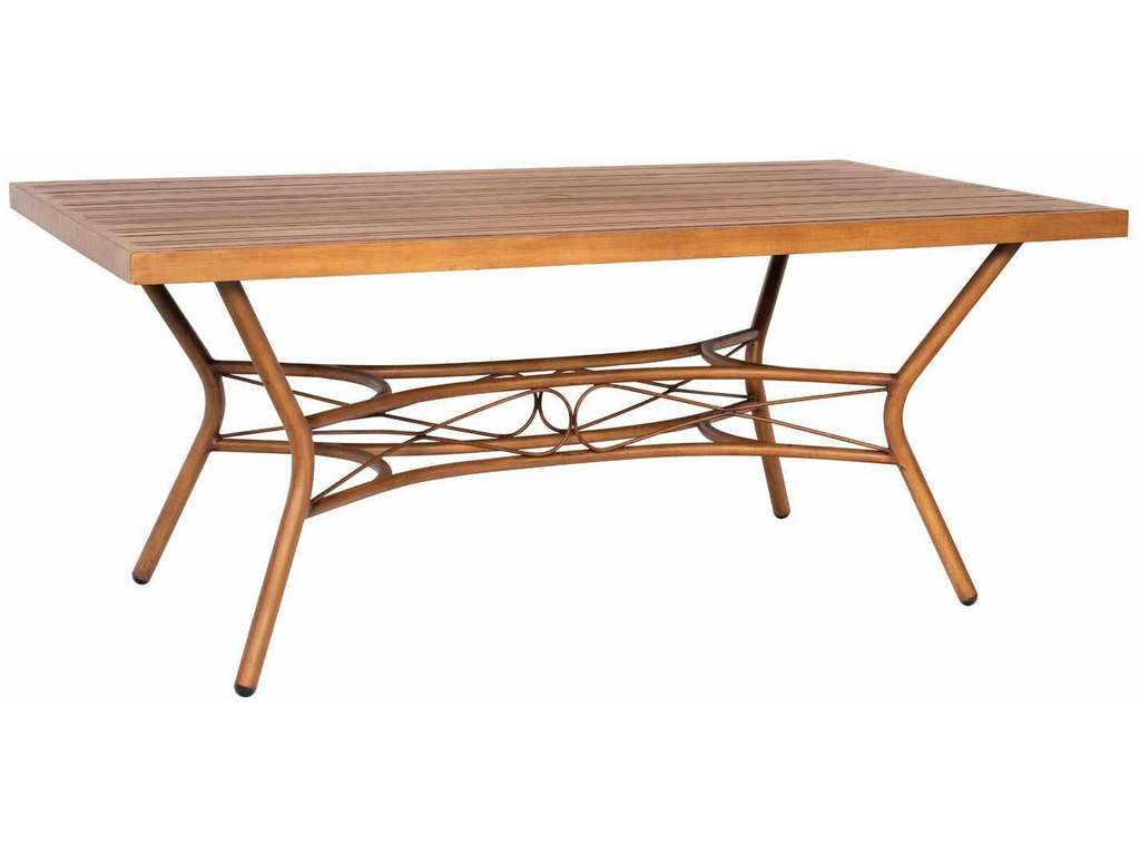Woodard S650703 Cane   Rectangular Slatted Top Dining Table