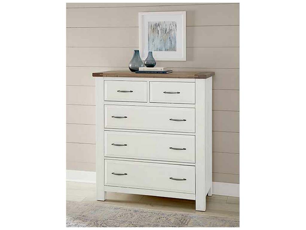 Artisan and Post 116-115 Maple Road Two-Tone Chest 5 Drawer Soft White Natural Top Artisan and Post 116-115 Maple Road Two-Tone Chest 5 Drawer Soft White Natural Top