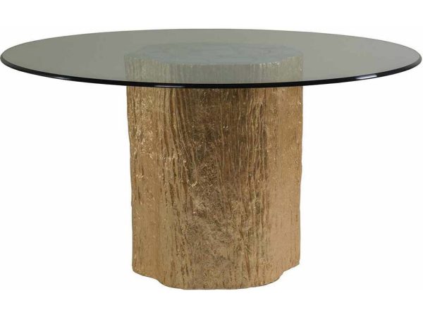 Artistica Home 2036-870-56C Signature Designs Trunk Segment Round Dining Table with Glass Top Gold Leaf