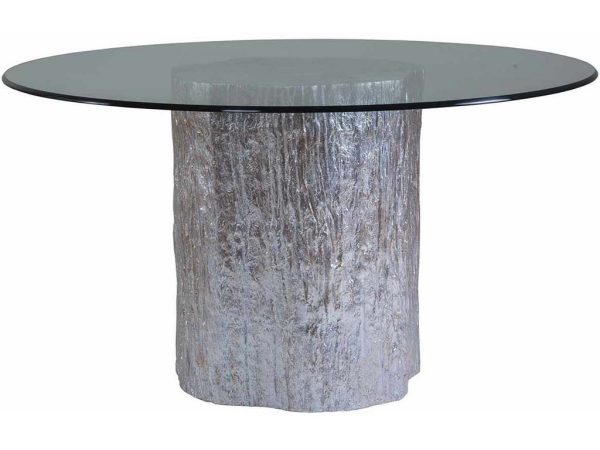 Artistica Home 2037-870-56C Signature Designs Trunk Segment Round Dining Table with Glass Top Silver Leaf