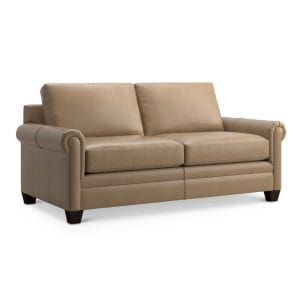 Bassett 3887-52L Carolina Leather Panel Arm Studio Sofa