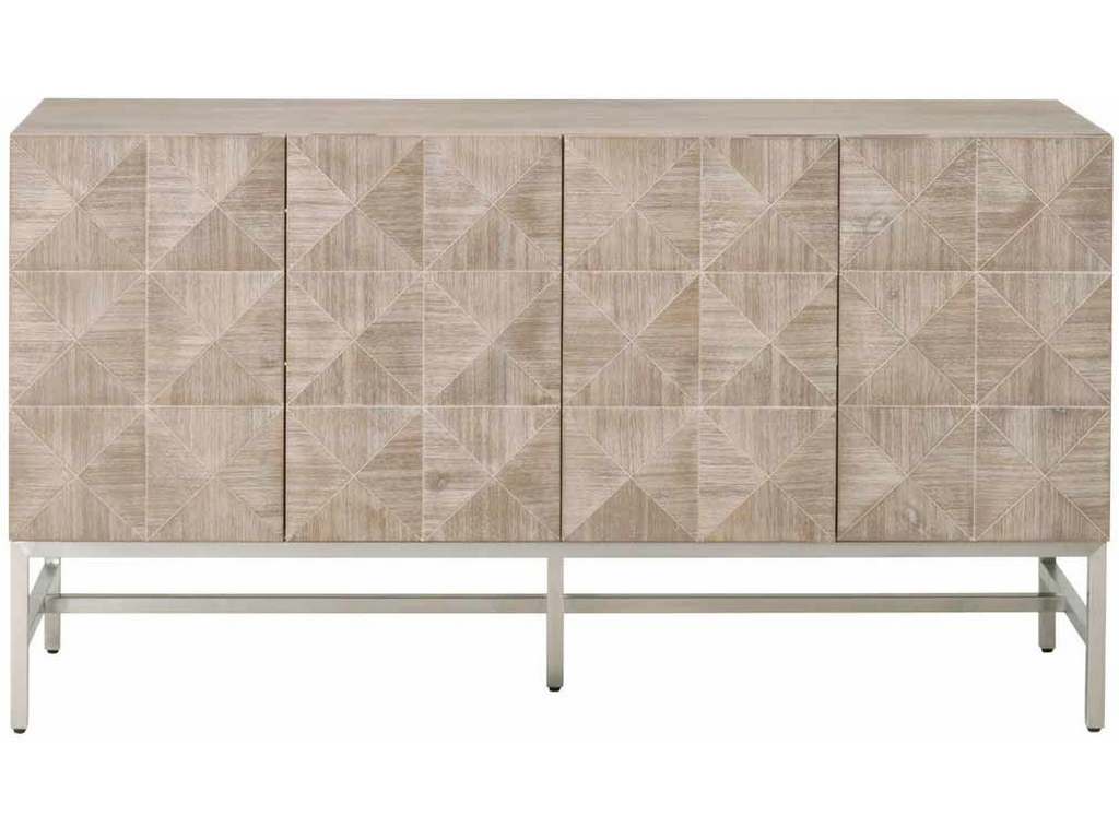 Essentials For Living 6127.NG/BSTL  Atlas Media Sideboard in Natural Gray Acacia Brushed Stainless Steel