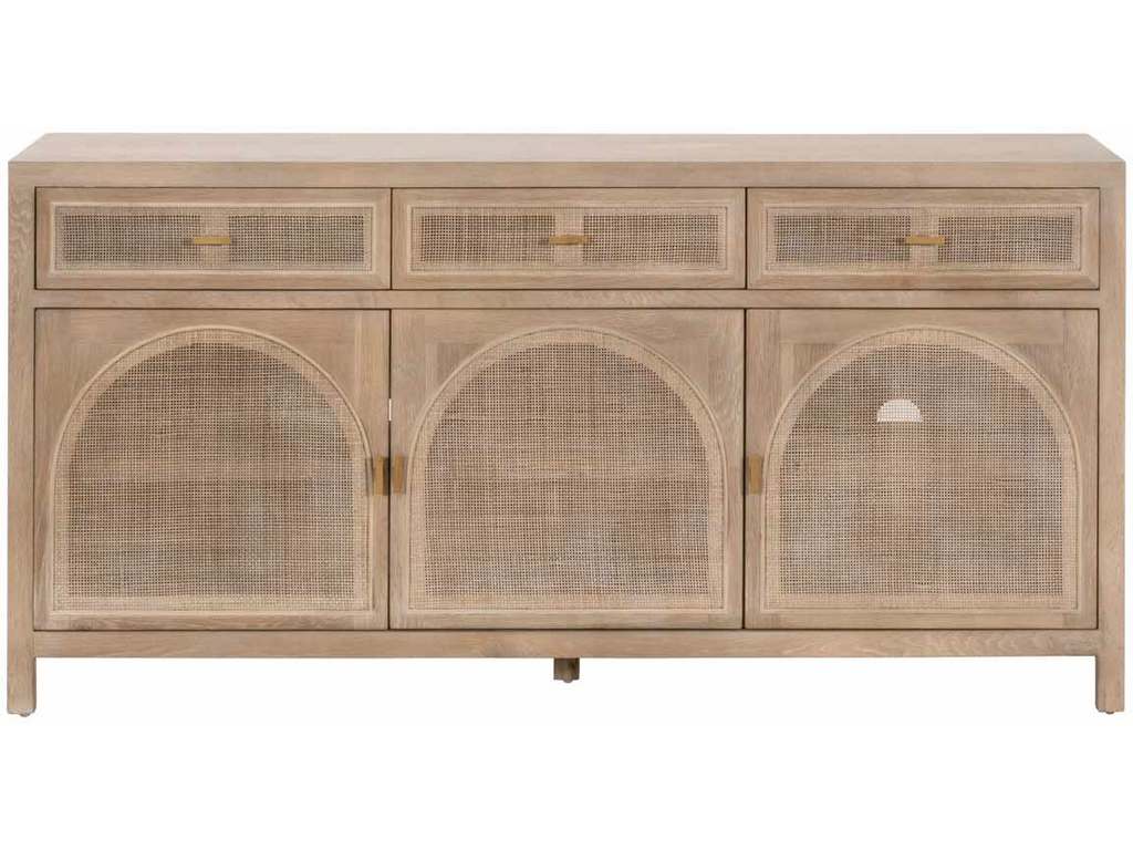 Essentials For Living 8087.SGRY-OAK/CN  Cane Media Sideboard in Smoke Gray Oak Smoke Gray Cane