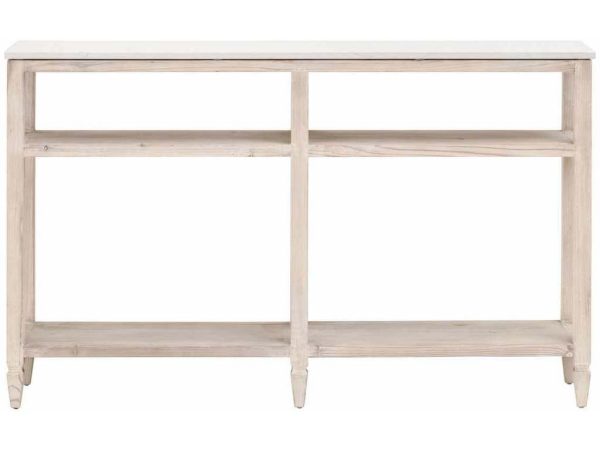 Essentials for Living 8016-N.WW-PNE/WHTQ  Emerie Narrow Console Table in White Wash Pine White Quartz