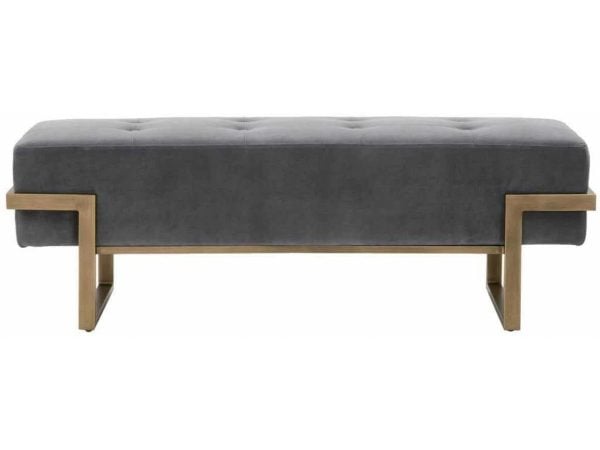 Essentials For Living 4575.BGRY/BRA  Fiona Upholstered Bench in Blush Gray Velvet Brass