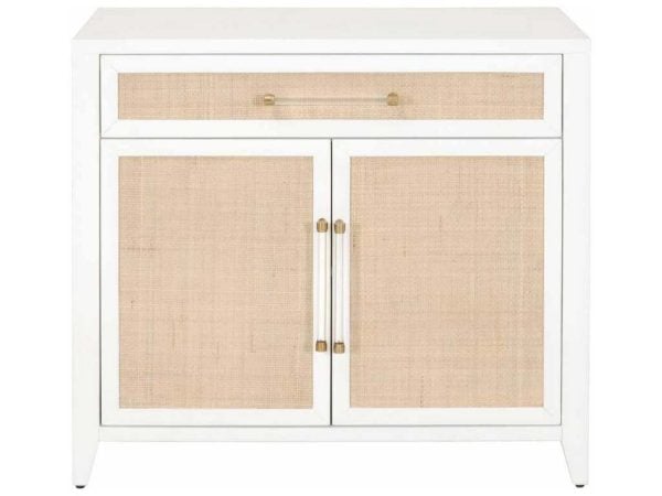 Essentials for Living 6146.WHT/NAT Holland Media Chest in Matte White Natural Rattan