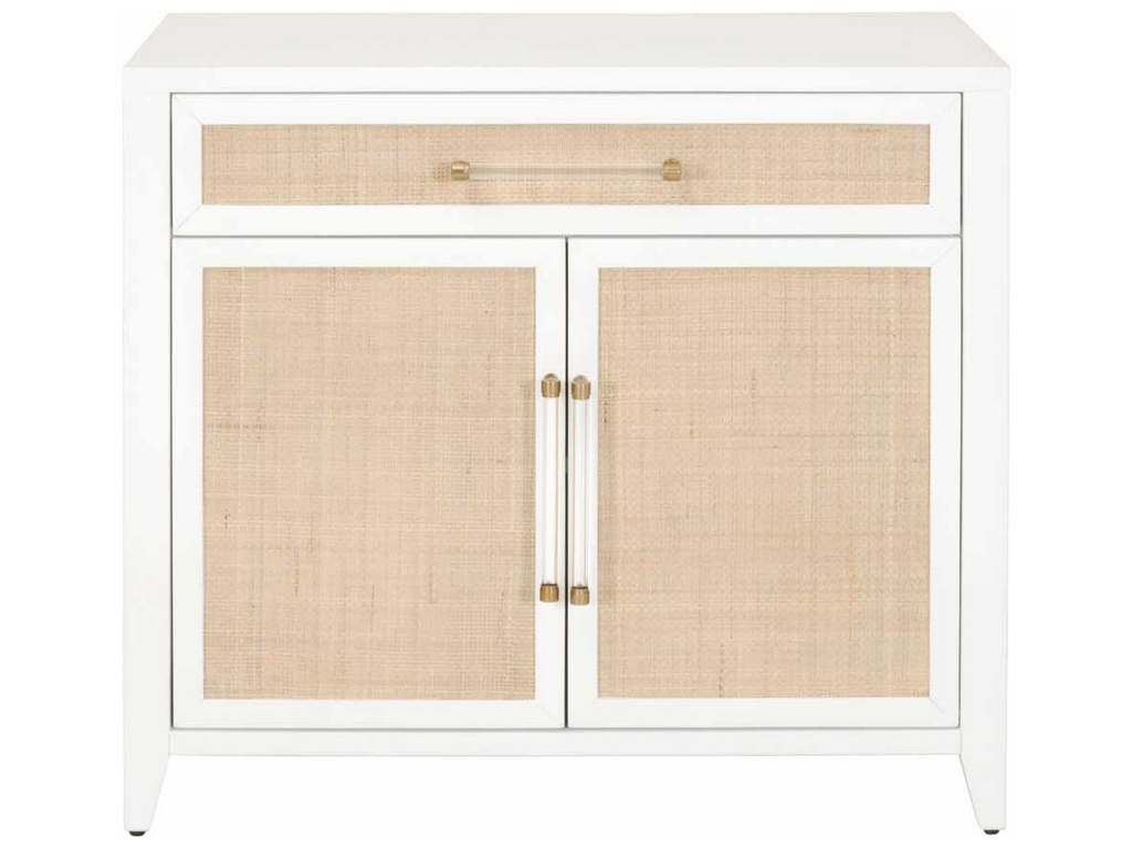 Essentials for Living 6146.WHT/NAT  Holland Media Chest in Matte White Natural Rattan