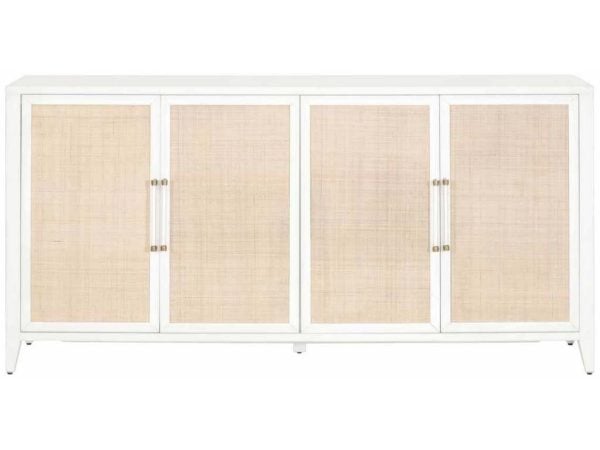 Essentials For Living 6142.WHT/NAT  Holland Media Sideboard in Matte White Natural Rattan
