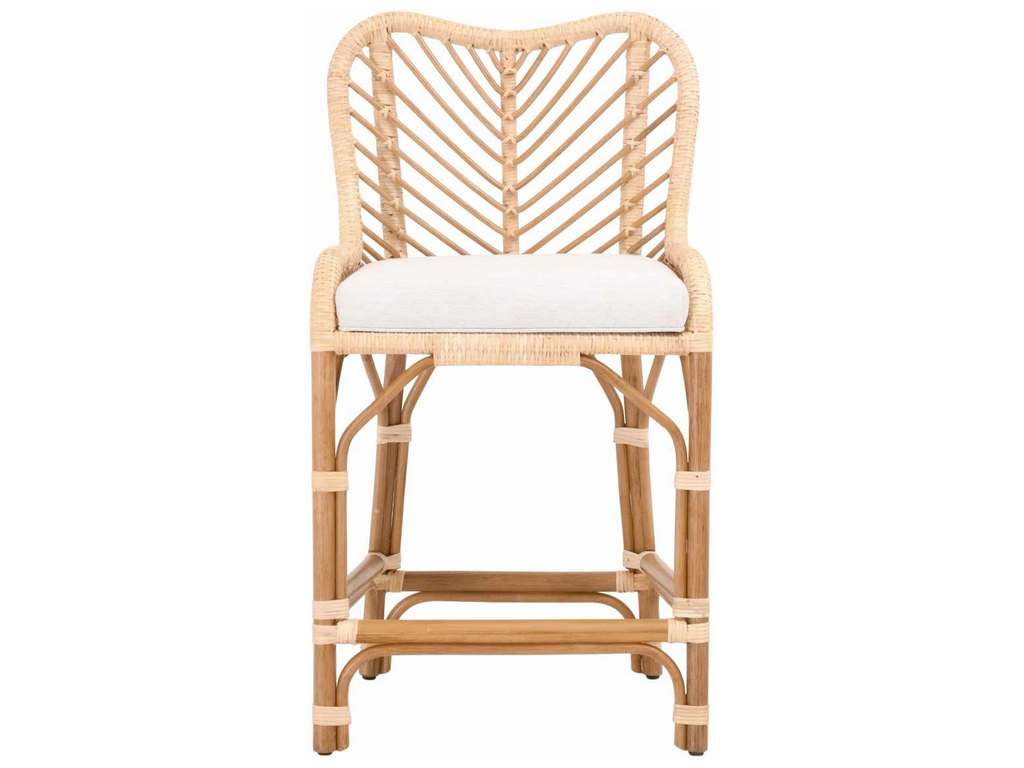 Essentials For Living 6833CS.NAT-R/WHT/NR  Laguna Counter Stool in Natural Sanded Rattan Binding Performance White Speckle Natural Rattan