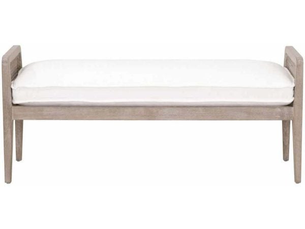 Essentials for Living 6698.LPPRL/NG  Leone Bench in LiveSmart Peyton Pearl Natural Gray Oak Cane