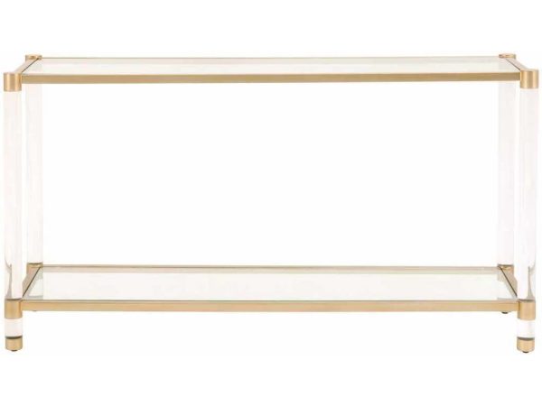 Essentials for Living 6075.BBRS/CLR  Nouveau Console Table in Brushed Brass Lucite Clear Glass