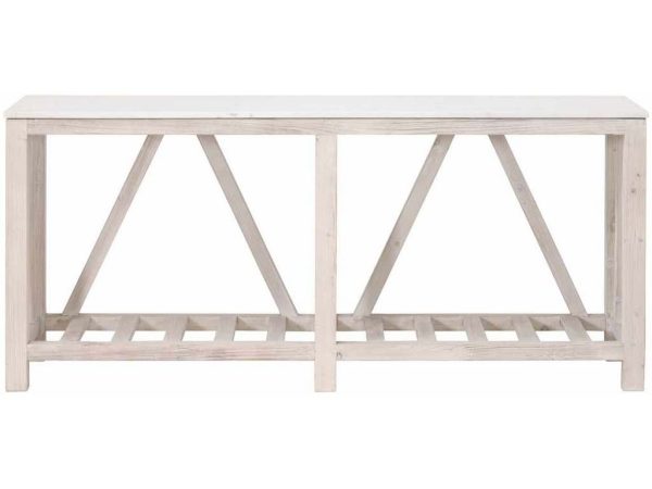 Essentials For Living 8021.WW-PNE/WHTQ  Spruce Console Table in White Wash Pine White Quartz