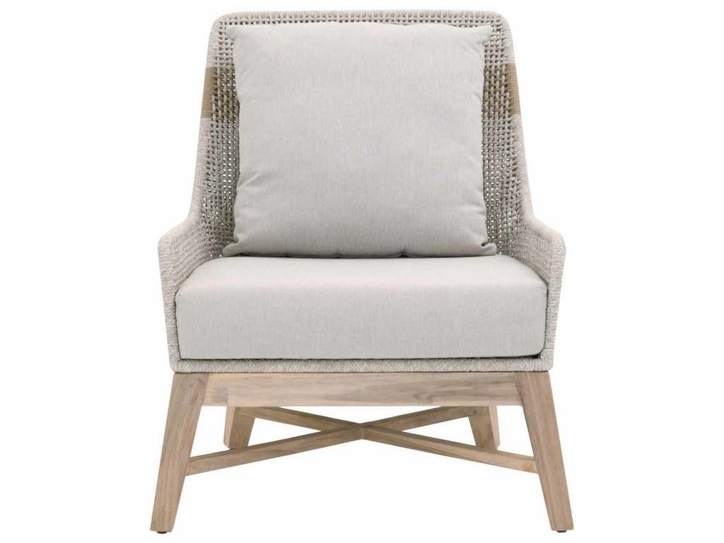 Essentials For Living 6851.WTA/PUM/GT Tapestry Outdoor Club Chair in Taupe and White Flat Rope Taupe Stripe Performance Pumice Gray Teak Essentials For Living 6851.WTA/PUM/GT Tapestry Outdoor Club Chair in Taupe and White Flat Rope Taupe Stripe Performance Pumice Gray Teak