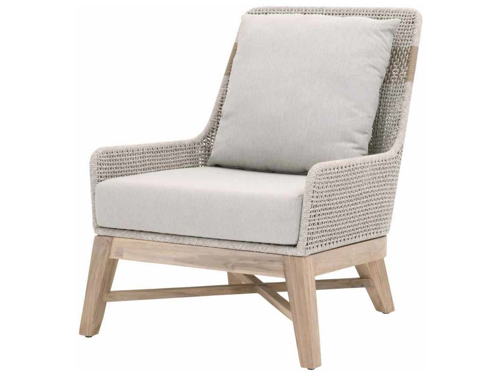 Essentials For Living 6851.WTA/PUM/GT Tapestry Outdoor Club Chair in Taupe and White Flat Rope Taupe Stripe Performance Pumice Gray Teak Essentials For Living 6851.WTA/PUM/GT Tapestry Outdoor Club Chair in Taupe and White Flat Rope Taupe Stripe Performance Pumice Gray Teak