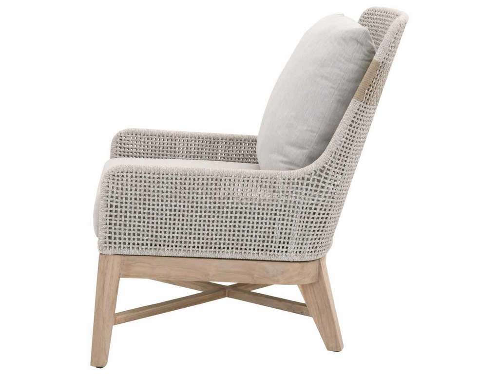 Essentials For Living 6851.WTA/PUM/GT Tapestry Outdoor Club Chair in Taupe and White Flat Rope Taupe Stripe Performance Pumice Gray Teak Essentials For Living 6851.WTA/PUM/GT Tapestry Outdoor Club Chair in Taupe and White Flat Rope Taupe Stripe Performance Pumice Gray Teak