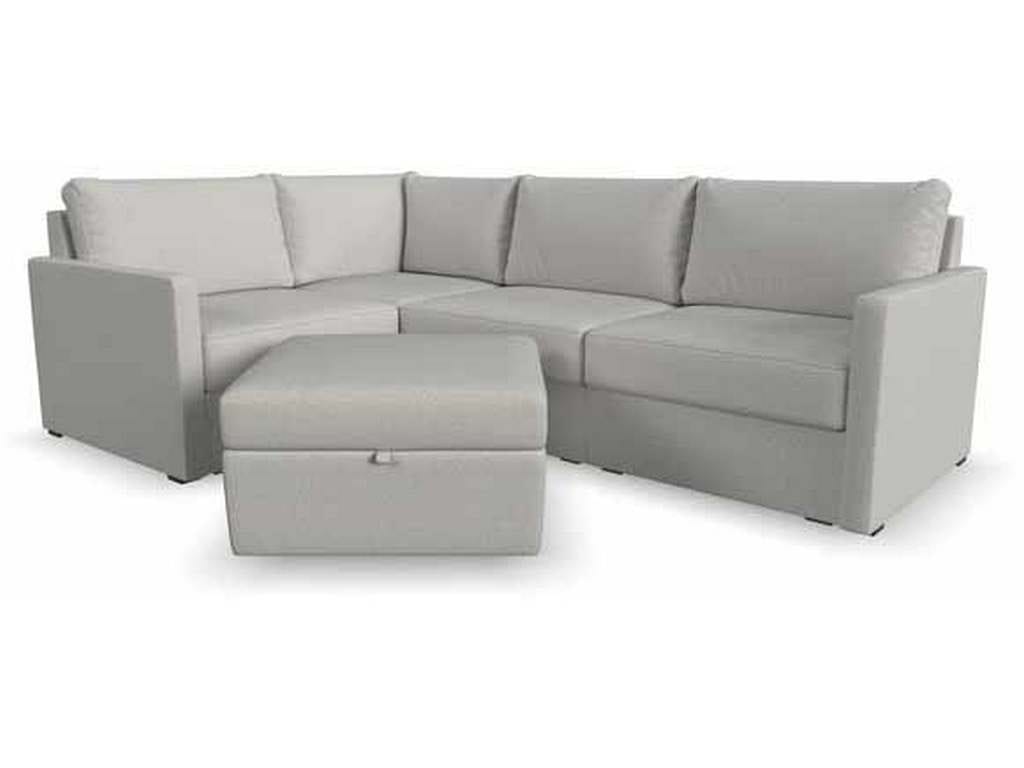 Flexsteel 90224NSECS31301 Flex 4 Seat Sectional with Narrow Arm and Storage Ottoman Frost