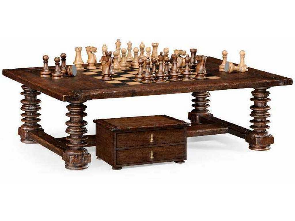 Jonathan Charles 494039-CDW JC Traditional Turned Leg Heavy Distressed Games Coffee Table