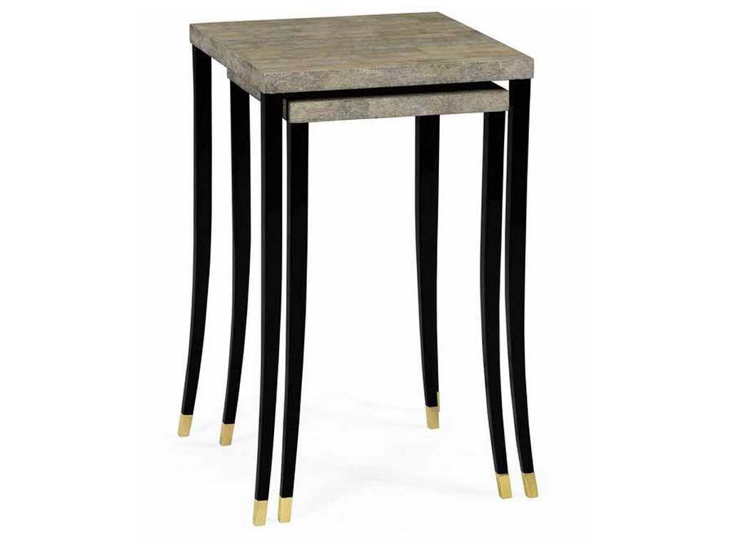 Jonathan Charles 495525-BLB JC Modern Black Brushed Eggshell Nesting Tables