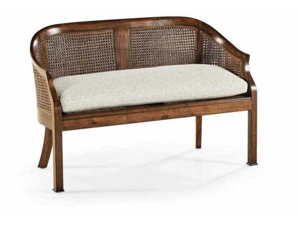 Jonathan Charles 492247-WAL-F400 JC Casual Walnut 2 Seater Salon Settee Cane Back Upholstered Seat