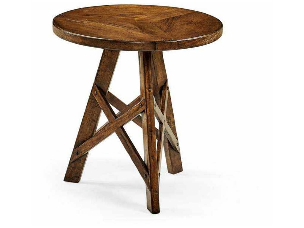 Jonathan Charles 491075-CFW JC Casual Country Walnut Rustic Lamp Table with Circular Top