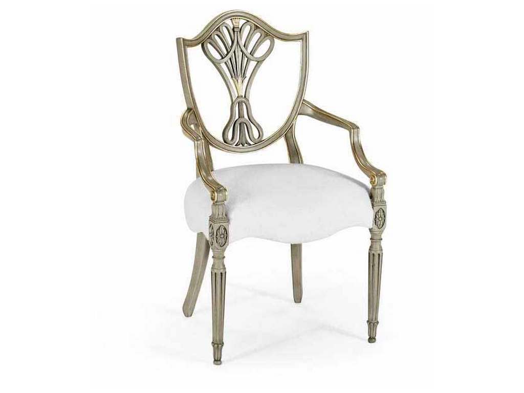Jonathan Charles 495819-AC-PBG-DCOM JC Traditional Shield Back Painted Dining Arm Chair