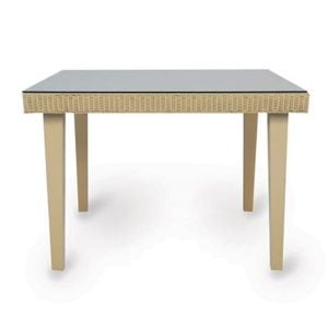 Lloyd Flanders 15942 Hamptons 42 inch Square Wicker Top Dining Table with Lay on Glass
