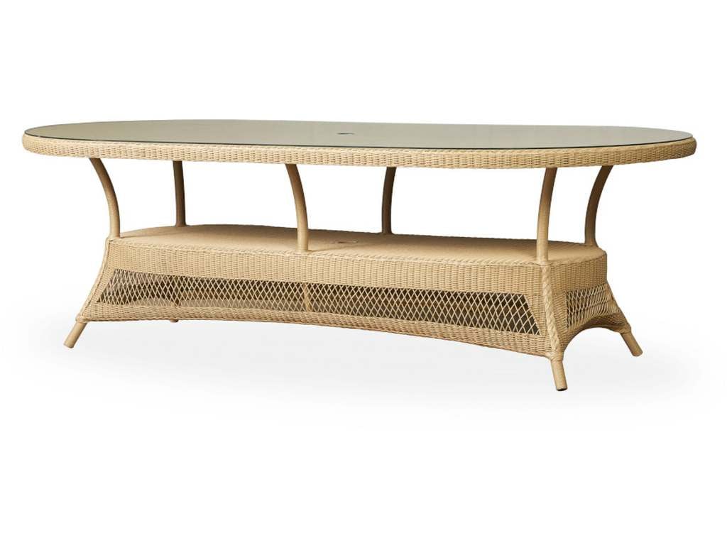 Lloyd Flanders 79084 Universal Loom 85 Inch Oval Umbrella Dining Table