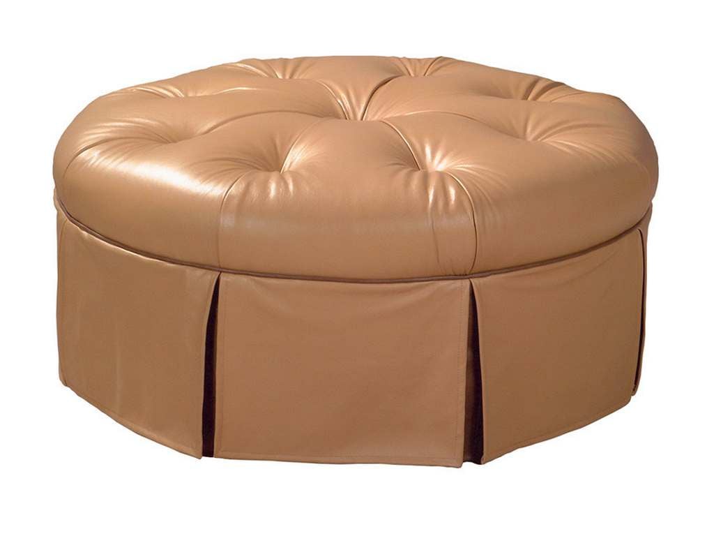 McKinley Leather 31  Round Ottoman with Skirt