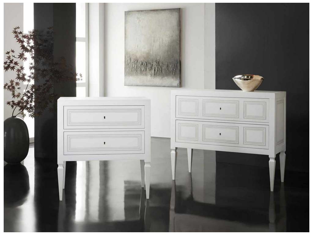 Modern History MH1050F04  Milan Bedside White Linen with Grey Accent