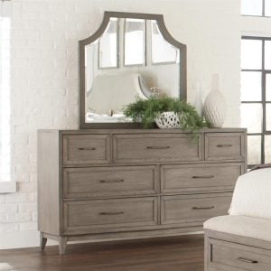 Riverside 46162 Vogue Seven Drawer Dresser and Arch Mirror