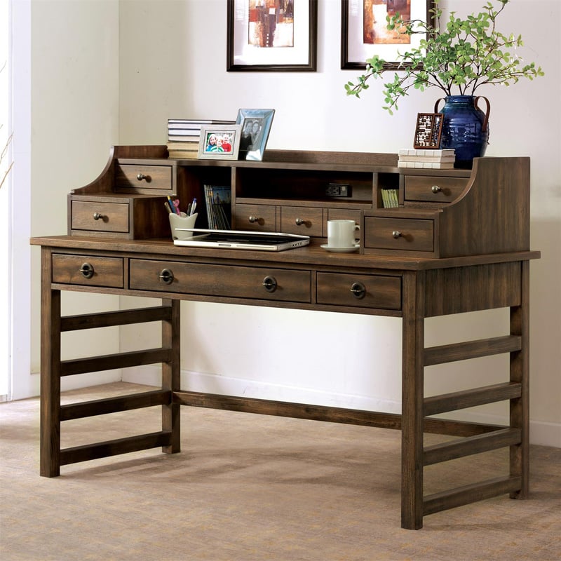 Riverside Furniture 28031 Dining Room Perspectives Leg Desk with Hutch Hickory Park Furniture
