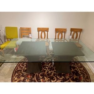 Old Biscayne 8937B Dining Room Table With Glass Top