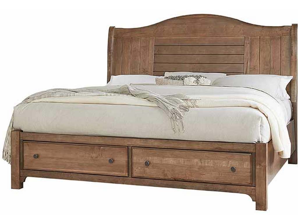 Vaughan Bassett 800-553-050B-502-555 Cool Farmhouse Queen Sleigh Bed with Storage Footboard Natural