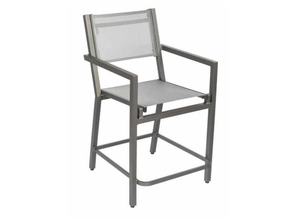 Woodard 570881 Palm Coast Sling Counter Stool with Arms