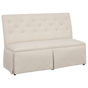Fairfield Furniture 1273-60-T Straight Back Skirted Armless Banquette 60", with Legs in Tobacco Finish with buttons