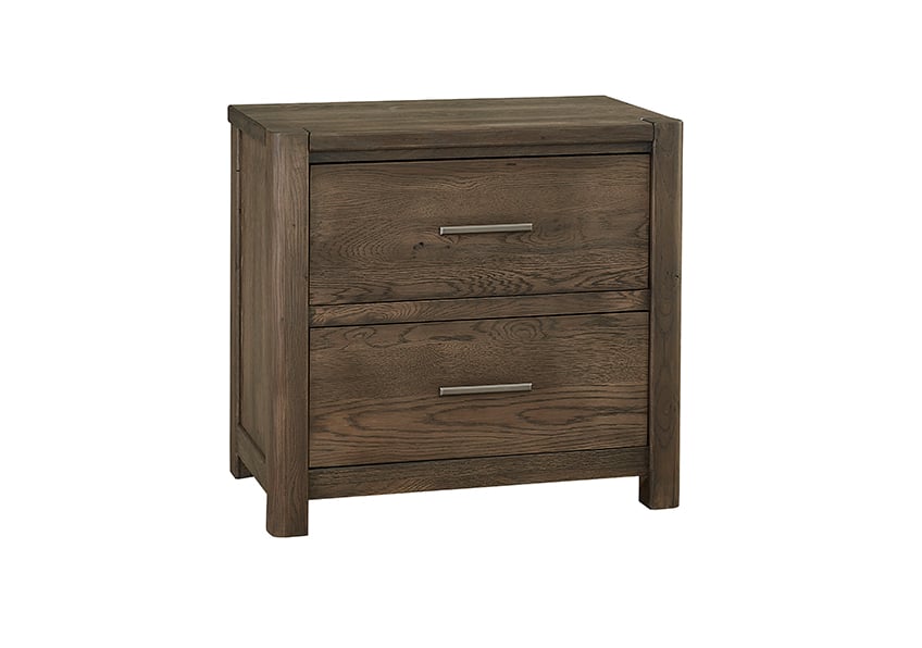 Vaughan Bassett 793-227 Crafted Oak 2 Drawer Nightstand Aged Gray Finish