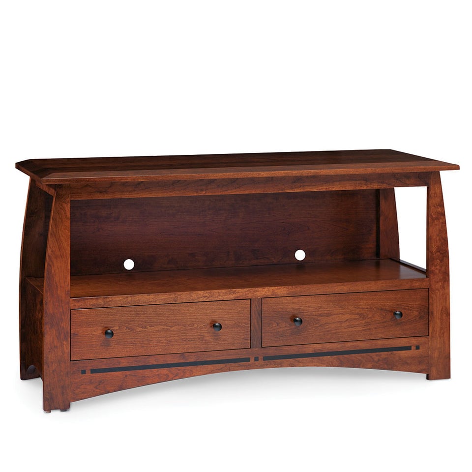 Simply Amish ECALO2DTVS Aspen 2-Drawer Open TV Stand with Inlay, 60 ...