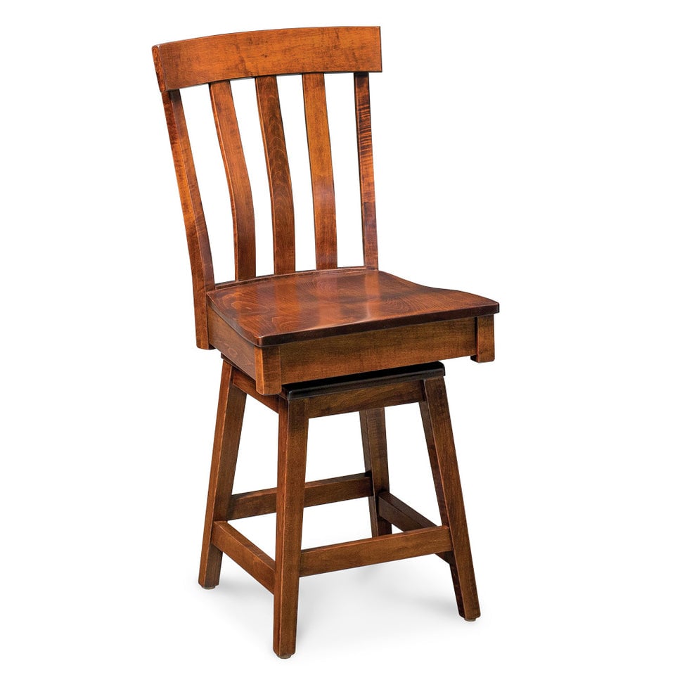 Simply Amish ECFRE-06B-L Fremont Swivel Barstool, 30" Seat Height w/ Leather Cushion Seat Simply Amish ECFRE-06B-L Fremont Swivel Barstool, 30" Seat Height w/ Leather Cushion Seat